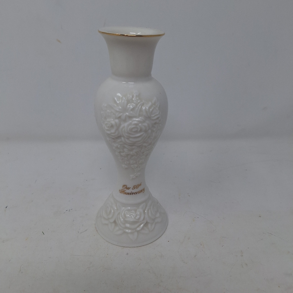 Papel Giftware 50th Wedding Anniversary White Bone China Candle Stick Holder